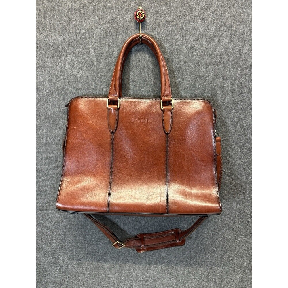 Banuce Italian Genuine Leather Briefcase Brown